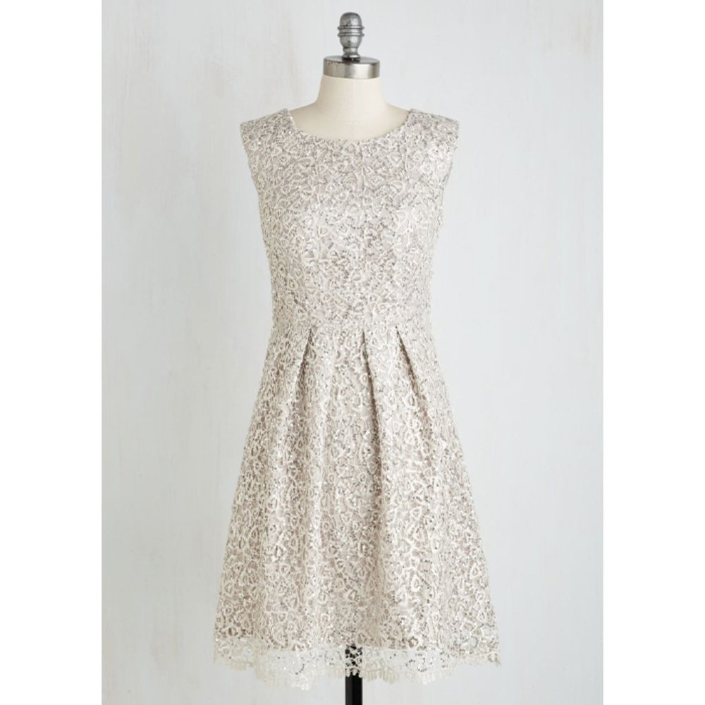 ModCloth Fun One Like You Silver A-Line Dress